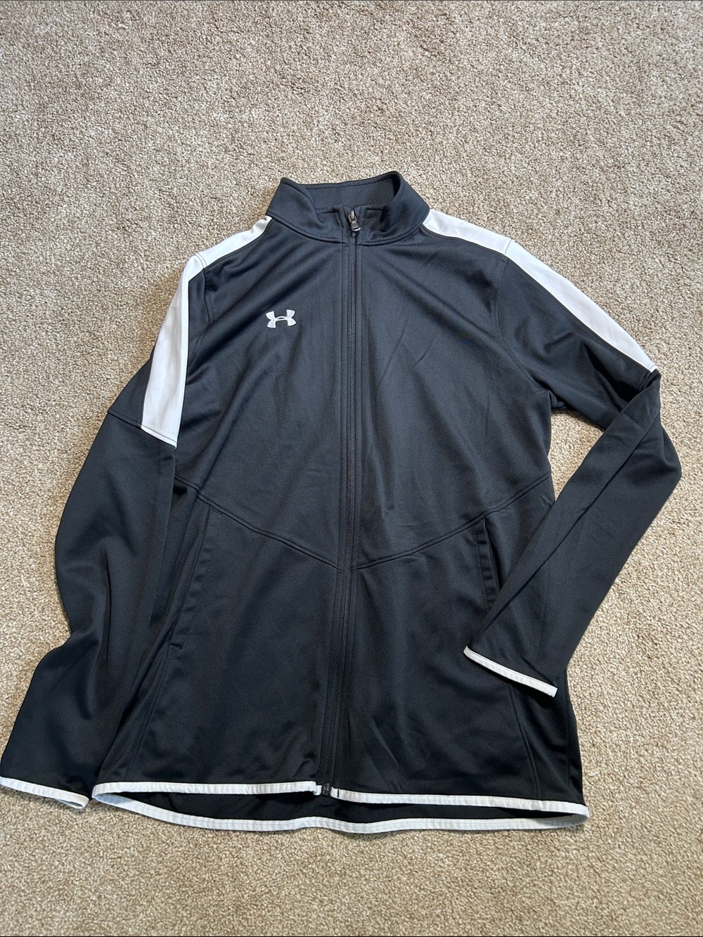 Under Armour Black Jacket with White Shoulder Stripes
